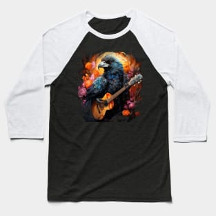 Crow Playing Guitar Baseball T-Shirt